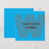 Invitation FAMILLE GIFT BLUE GRAY MONOGRAM (Devant / Derrière)