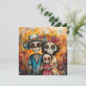 Invitation Famille Joyeuse Dia de los Muertos Fête (Debout devant)