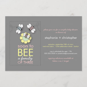 Invitation Famille moderne aux couples d'abeilles Baby shower