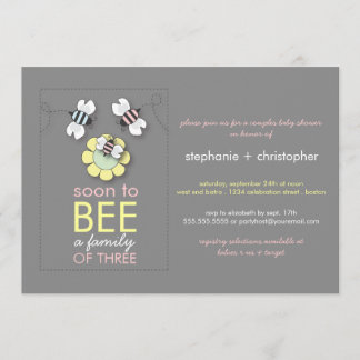 Invitation Famille moderne aux couples d'abeilles Baby shower