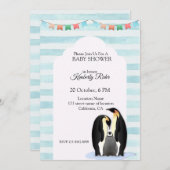 Invitation Famille Pingouin mignonne (Devant / Derrière)