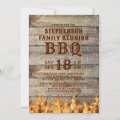 Invitation Famille Réunion BBQ Bois rustique (Devant)