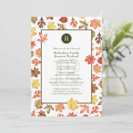 Invitation Famille Réunion camping pique-nique automne monogr (Debout devant)