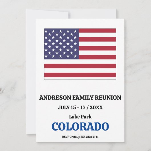 Invitation Famille Réunion 🎉 COLORADO State Map USA (Devant)