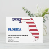 Invitation Famille Réunion 🎉 FLORIDA State Map USA Drapeau (Debout devant)
