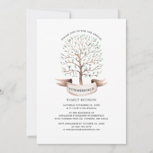 Invitation Famille Réunion Généalogie Arbre Aquarelle Moderne