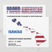 Invitation Famille Réunion 🎉 HAWAII State Map USA Drapeau (Devant / Derrière)