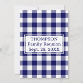 Invitation Famille Réunion Marine Bleu Blanc Buffle Check Par (Dos)
