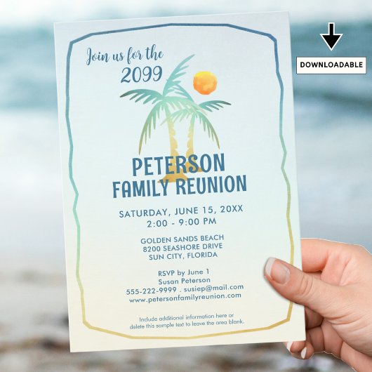 Invitation Famille Réunion Palm Trees Plage Tropical