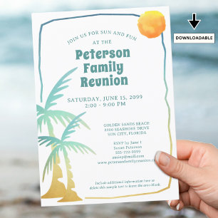 Invitation Famille Réunion Plage Palm Trees Tropical