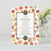 Invitation Famille Réunion potluck BBQ automne feuilles monog (Debout devant)