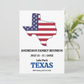Invitation Famille Réunion 🎉 Texas State Map USA Drapeau (Debout devant)