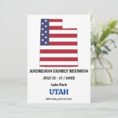 Invitation Famille Réunion 🎉 Utah State Map USA Drapeau (Debout devant)