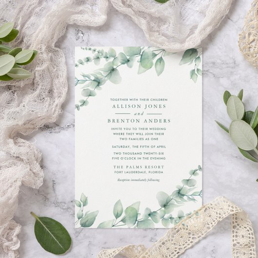 Invitation Familles mixtes Botanique Mariage de verdure