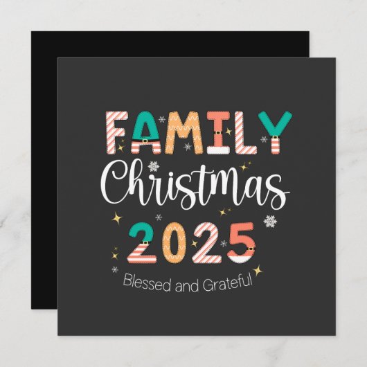 Invitation Family Christmas 2025 Blessed and Grateful (Devant / Derrière)