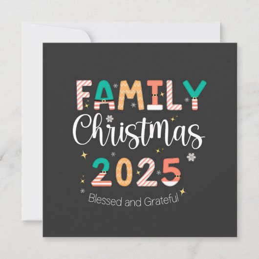 Invitation Family Christmas 2025 Blessed and Grateful (Devant)