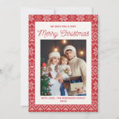 Invitation Family Christmas photo red Christmas background (Devant)