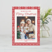 Invitation Family Christmas photo red Christmas background (Debout devant)