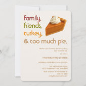 Invitation Family, Friends, Turkey, Pie Modern Thanksgiving (Devant)
