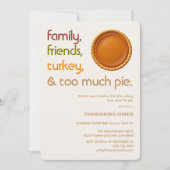 Invitation Family, Friends, Turkey, Pie Modern Thanksgiving (Devant)
