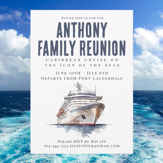Invitation Family Reunion Cruise Vacation 