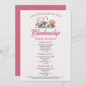 Invitation Family Reunion Flamant rose Art Trois Jours Événem (Devant / Derrière)