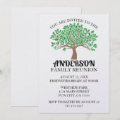 Invitation Family Tree Reunion Green Feuilles (Devant / Derrière)