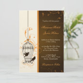 Invitation Fanciques tourbillons Orange Birdcage et Mariage B (Debout devant)