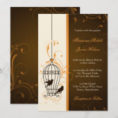 Invitation Fanciques tourbillons Orange Birdcage et Mariage B (Devant / Derrière)