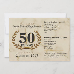 Invitation Fancy 50th High School Reunion - événement de deux