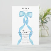 Invitation Fancy Aquarelle Bleu Bow Formel Anniversaire (Debout devant)