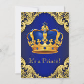 Invitation Fancy Baby shower bleu (Devant)