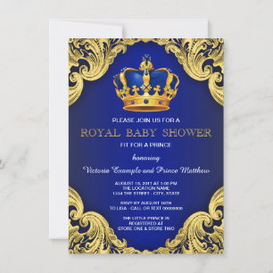 Invitation Fancy Baby shower Bleu