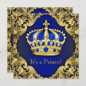 Invitation Fancy Baby shower bleu (Devant / Derrière)