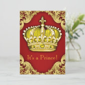 Invitation Fancy Baby shower rouge (Debout devant)