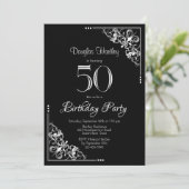 Invitation Fancy Bordure noir blanc 50e anniversaire (Debout devant)