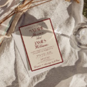 Invitation Fancy Burgundy Cream Old Money QR Code Wedding