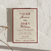 Invitation Fancy Burgundy Cream Old Money QR Code Wedding