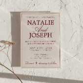 Invitation Fancy Burgundy et Crème Ancien Argent QR Code Mari