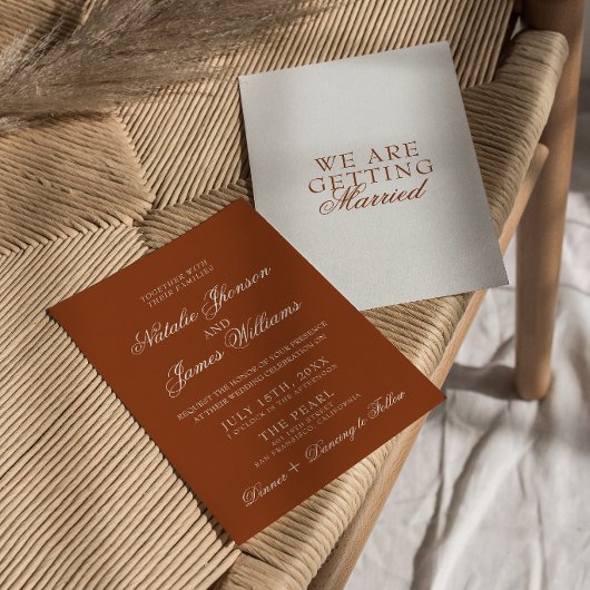 Invitation Fancy Burnt Orange Boho Chic Terracotta Wedding