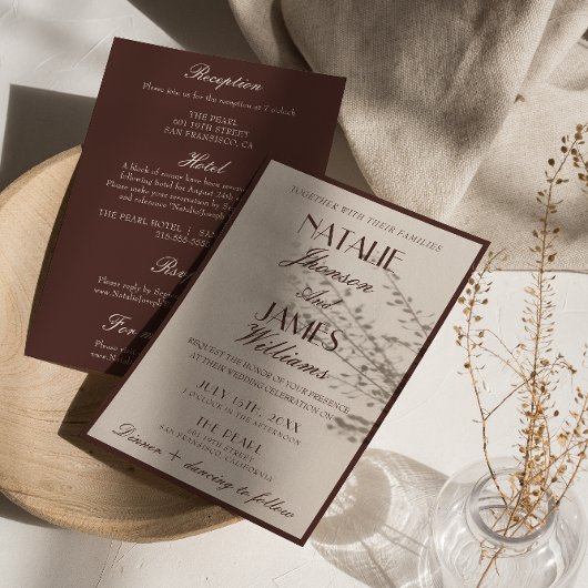 Invitation Fancy Chocolate Brown Old Money All In One Wedding