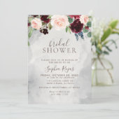 Invitation Fancy Classic Rose Fleurs de pivoine Douche nuptia (Debout devant)