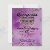 Invitation Fancy Couronne Bijoux sur Quinceañera Rose Invitat (Devant)