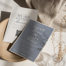 Fancy Dusty Blue Old Money Classic QR Code Wedding