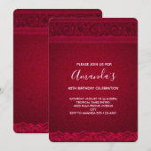 Invitation Fancy & Elegant Anniversaire Abstrait Rouge (Devant / Derrière)