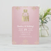 Invitation Fancy Elegant Pink & Gold Nutcracker 1er anniversa (Debout devant)