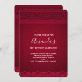 Invitation Fancy & Elegant Rouge Abstrait Anniversaire (Devant / Derrière)