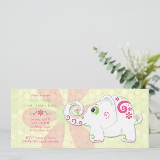 Invitation Fancy Elephant Anniversaire (Debout devant)