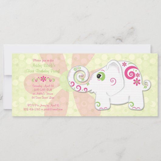 Invitation Fancy Elephant Anniversaire (Devant)