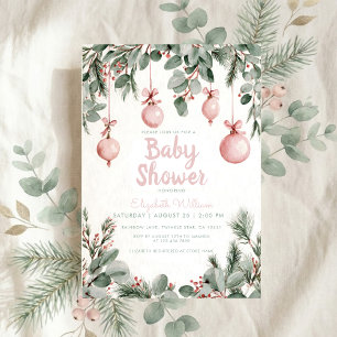 Invitation Fancy floral bow aquarelle rose bébé shower